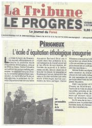 ART 2003.10.3 LA TRIBUNE LE PROGRES Inauguration ecole ethologique, equihomologie