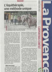 ART 2012.08.02 LA PROVENCE L'Equitherapie une methode unique au LUCKY HORSE